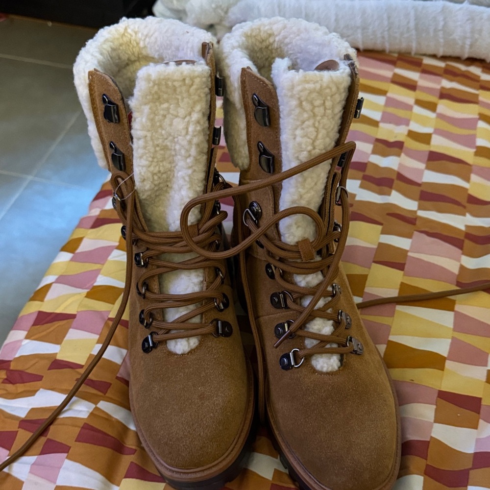 Marc Fisher Brown Lace-Up Winter Boots